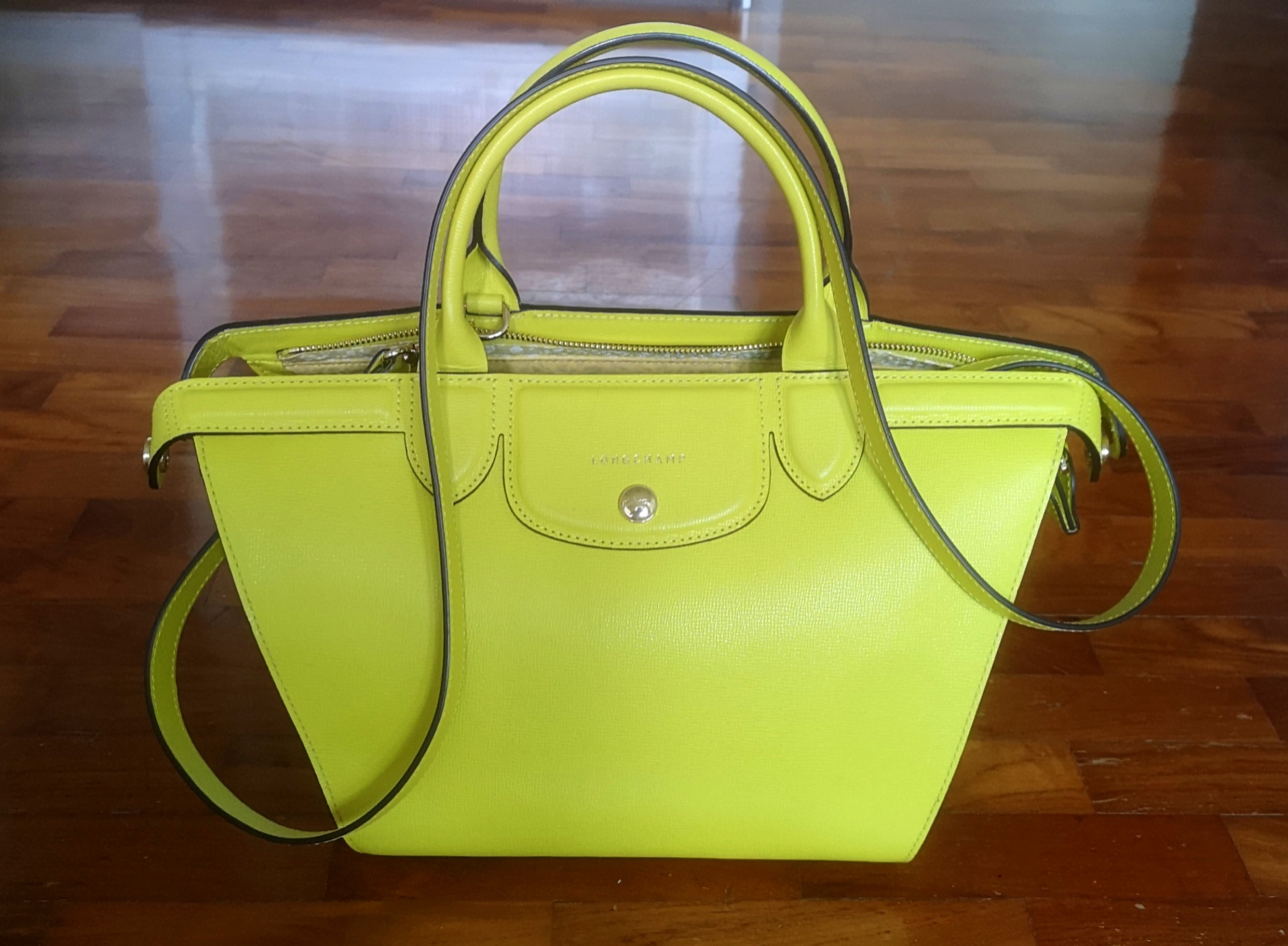 longchamp yellow leather bag