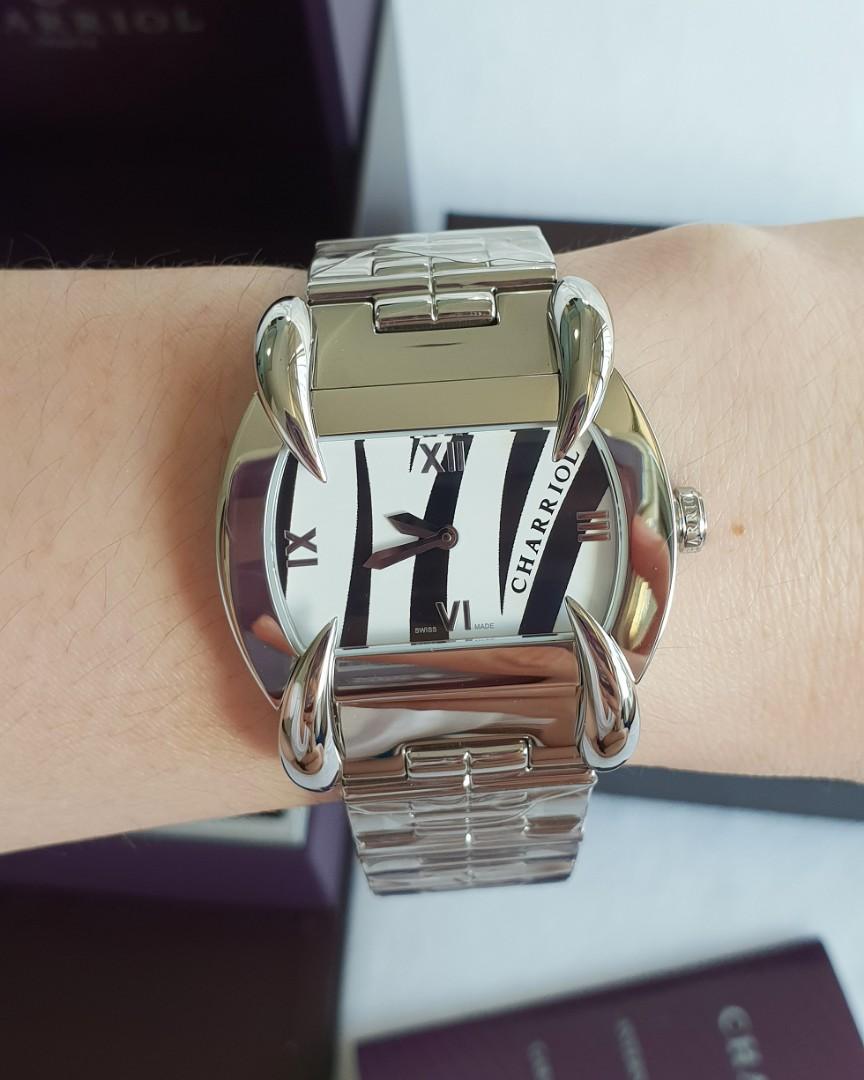 MARKDOWN SALE Authentic CHARRIOL Women s Kucha Zebra Dial Stainless Steel Quartz Watch