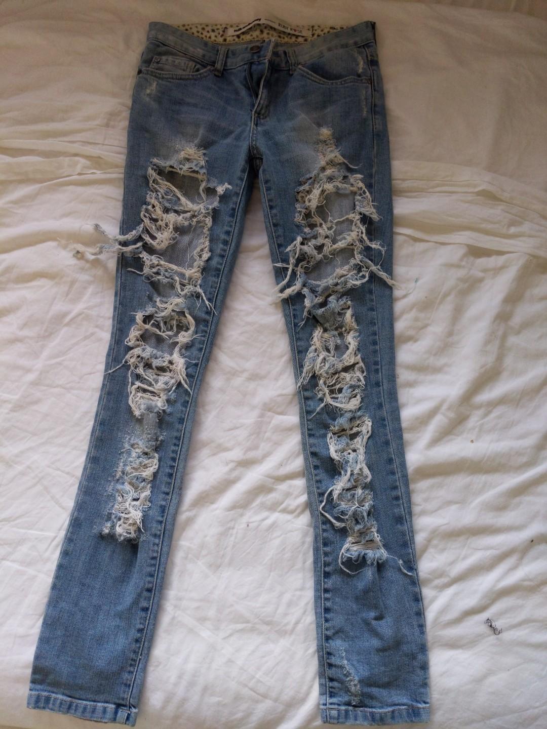 Milk Honey Distressed Jeans Women S Fashion Clothes On Carousell