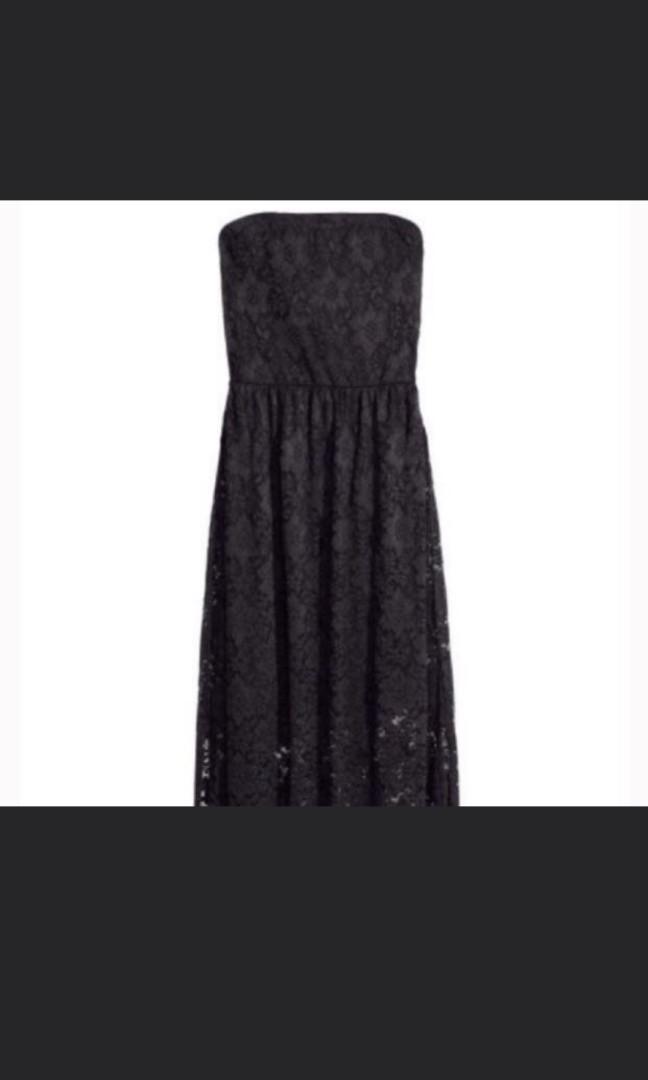 NWOT H&M Black Maxi Lace Tube Dress Size M/10, Women's Fashion, Tops,  Sleeveless on Carousell