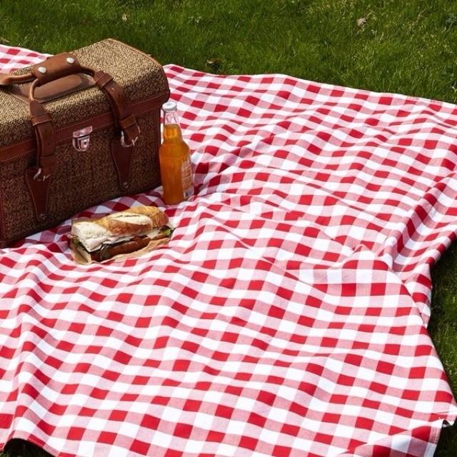 Picnic Blanket Red White Gingham checkered (Category: Table Linen & Textiles) located in San Fernando. Submitted by closet4charity (Listing ID 225815348, Image 1). Description: Size: 1.5 yards x 1.5 yards Square Size of checkered prints may differ but the overall look remains the same.