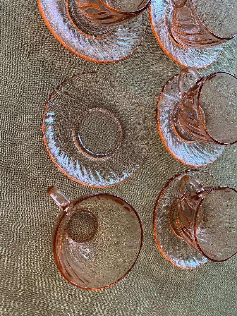 Pink Rosaline Pattern Swirl Glass Arcoroc France Furniture Home Living Kitchenware Tableware Other Kitchenware Tableware On Carousell