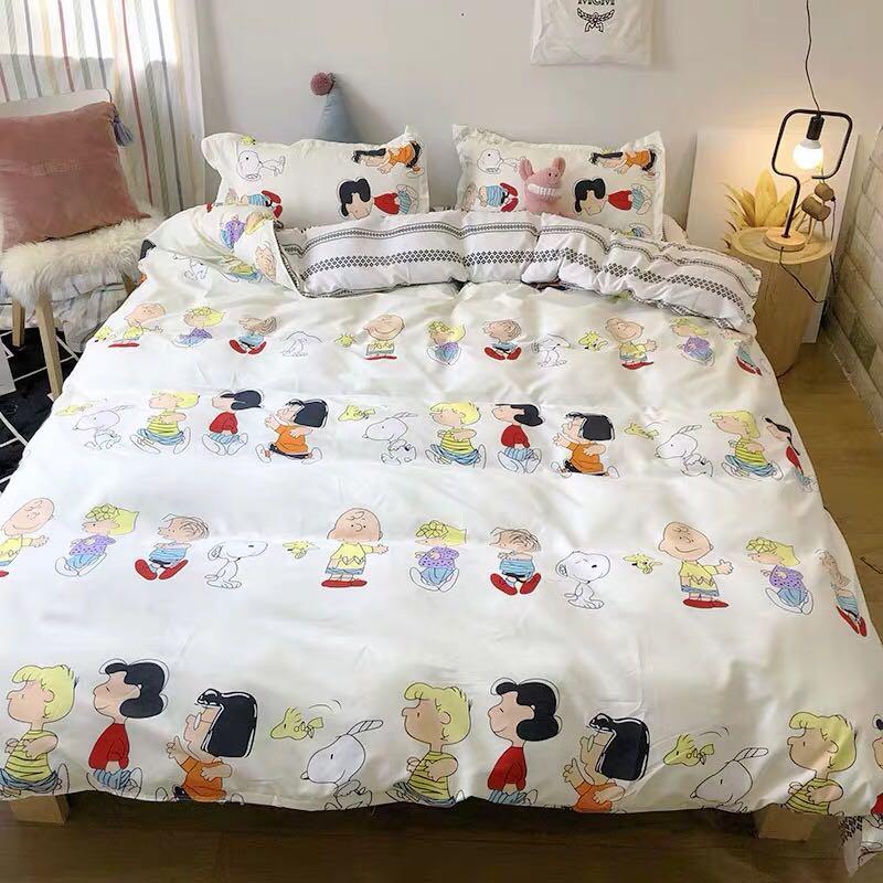 Snoopy Peanuts Bedsheet Set Furniture Home Decor Cushions