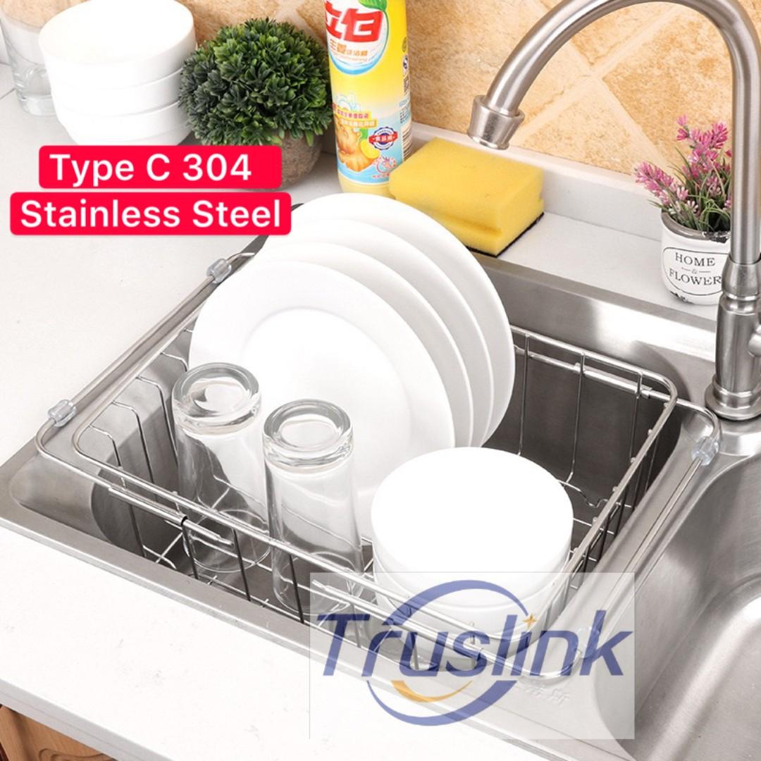 Type C 304 Stainless Steel In Sink Dish Drainer Sink Dish