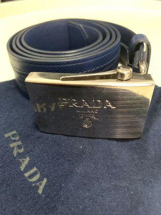 Prada Blue Saffiano Leather Belt