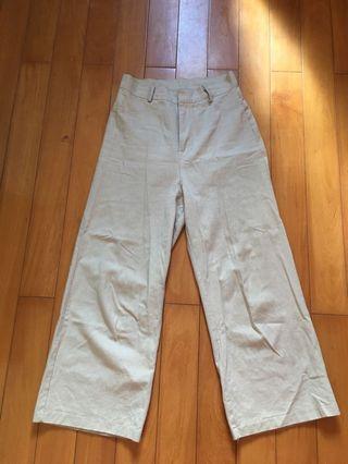 文青風卡其高腰寬褲👖
