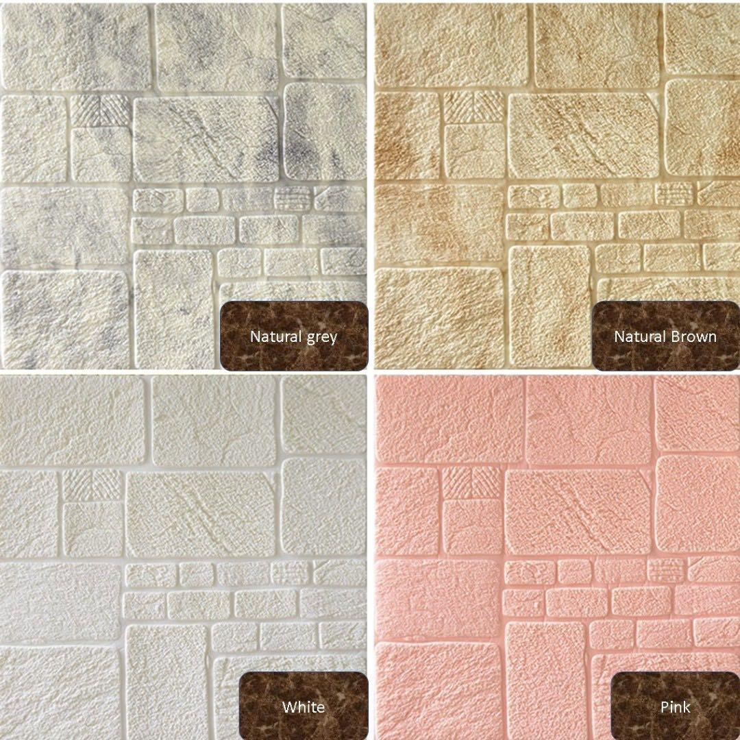 3D Extra Thick wallpaper pe foam feature wall self adhesive, Furniture & Home Living, Home Decor