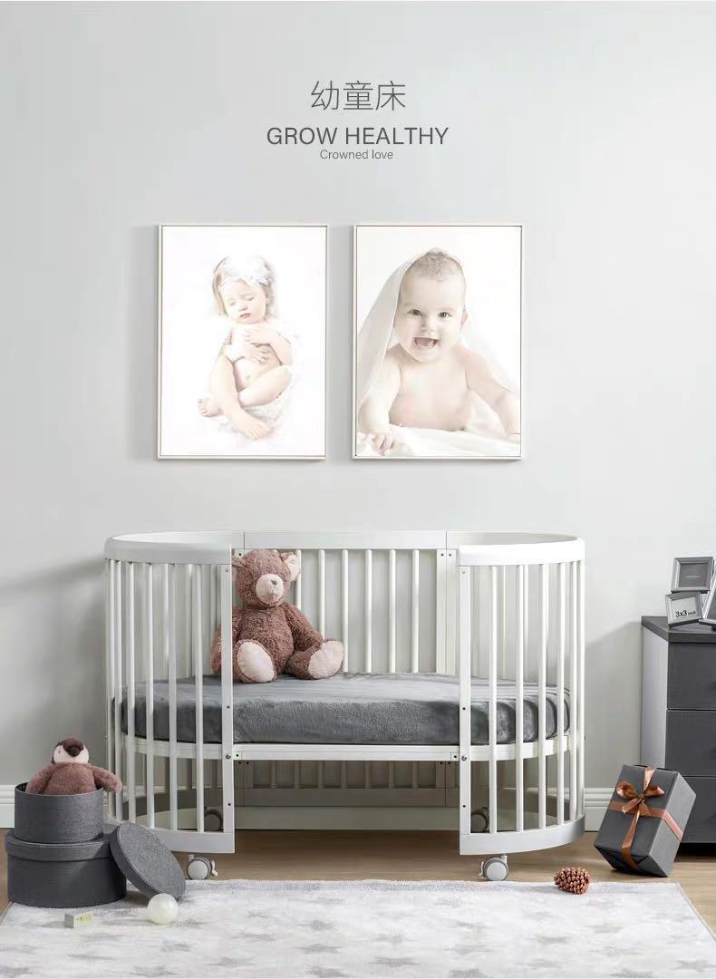 5 In 1 Multipurpose Convertible Oval And Round Baby Crib Free Two