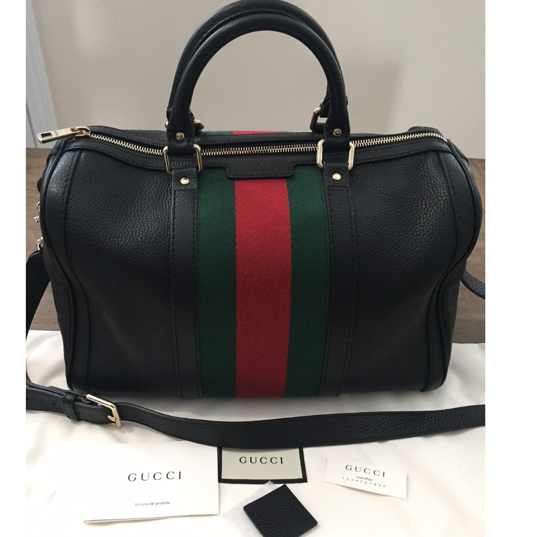 Authentic Gucci Vintage Web Boston Bag - MINT condition!, Luxury