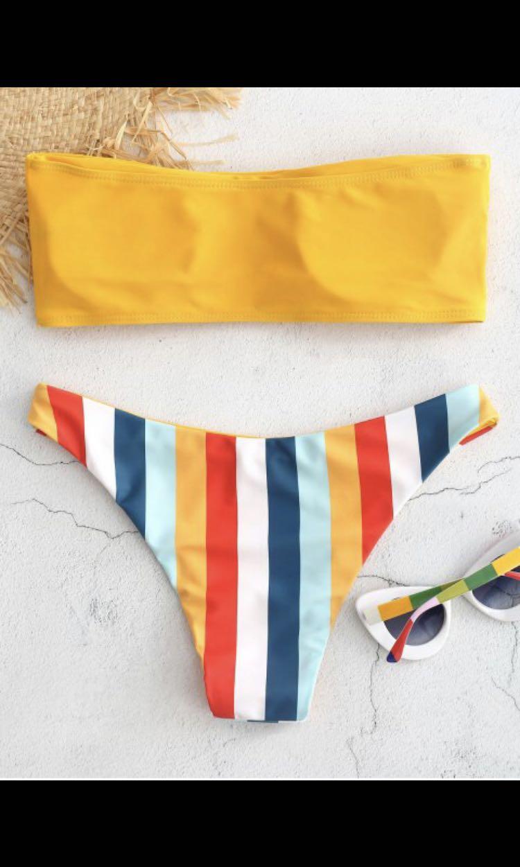 Rainbow striped deals bandeau bikini