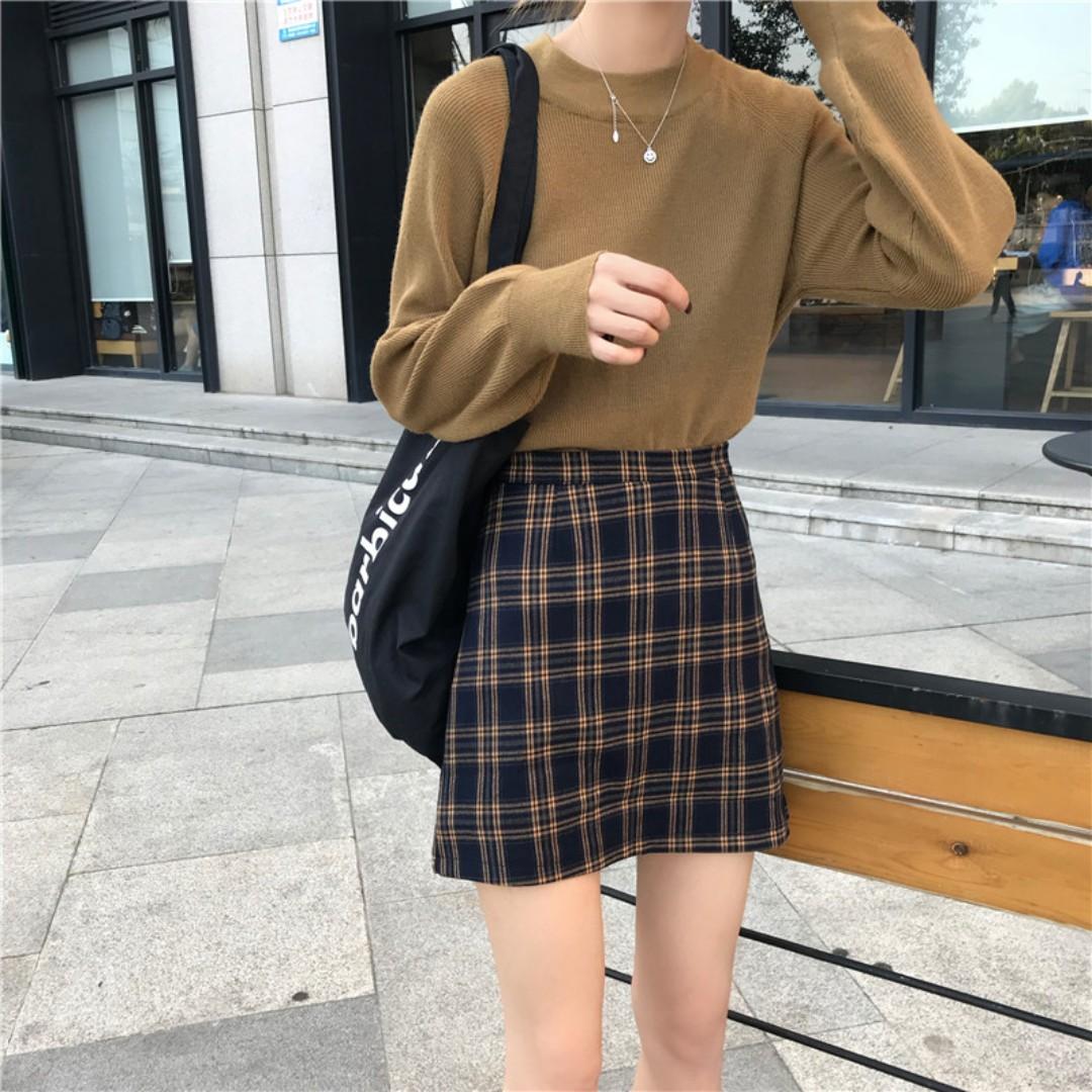 High waisted plaid skirt 2019 online