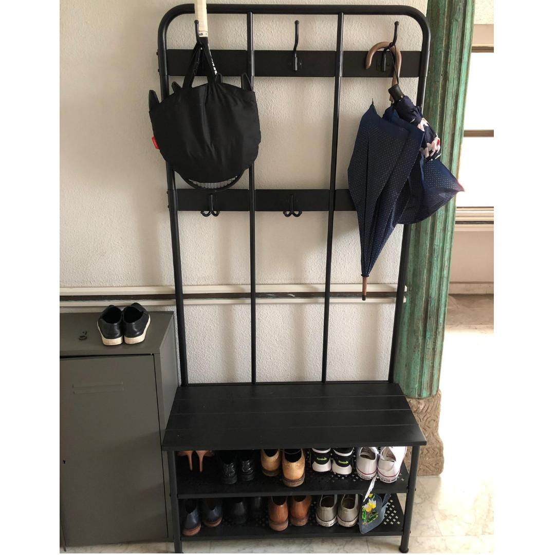 Ikea PINNIG Coat Rack w Shoe Storage Bench
