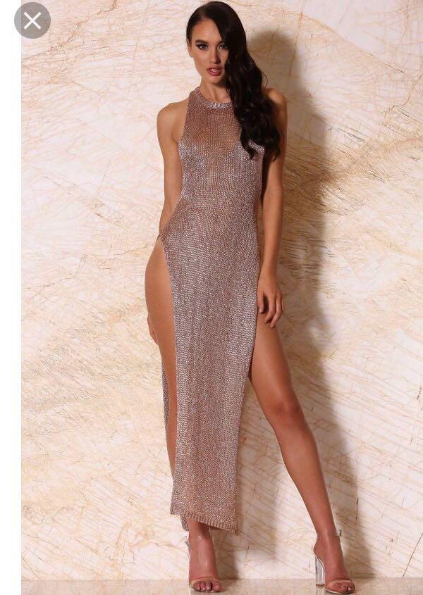 Meshki Bronze Metallic Dress Women S Fashion Clothes On Carousell