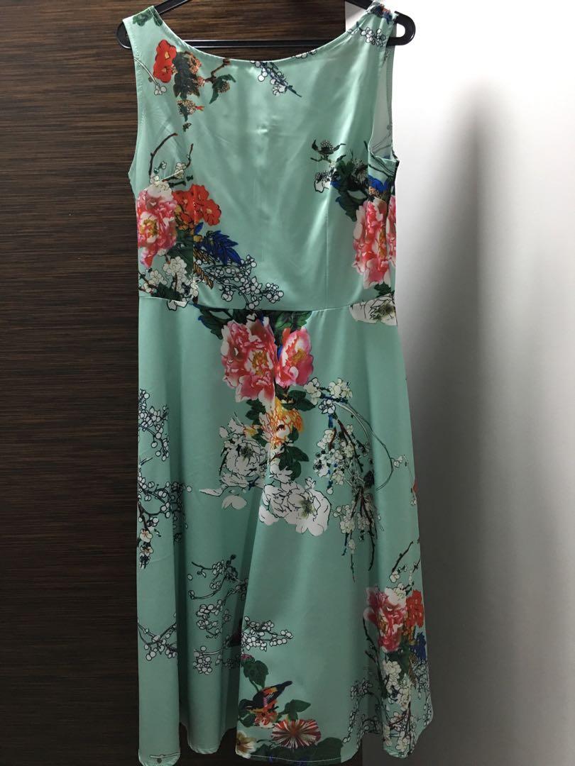 Mint green floral dress clearance