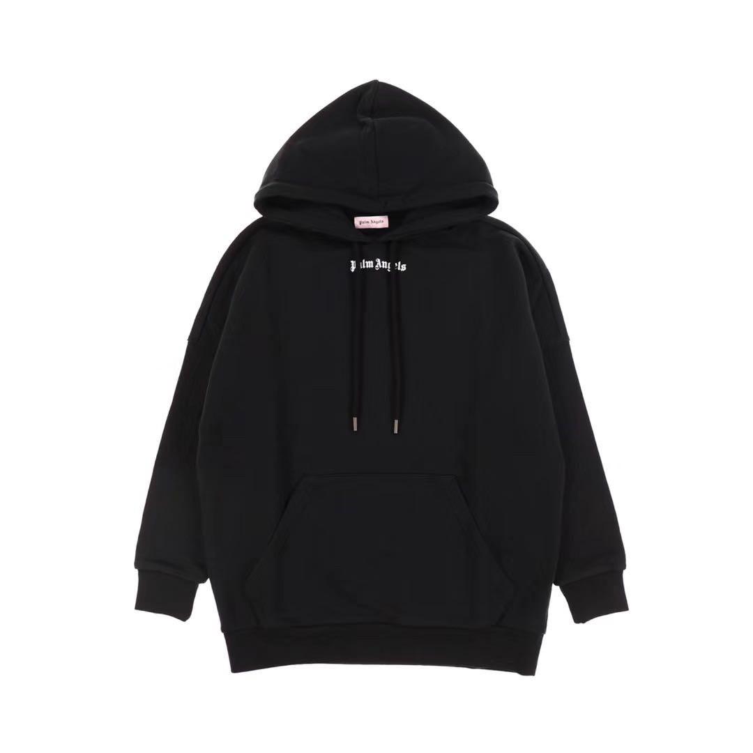 Palm angels black logo hoodie clearance