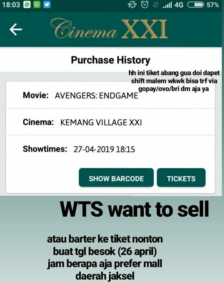 2 Ticket Nonton Bioskop Avengers Endgame Tickets Vouchers