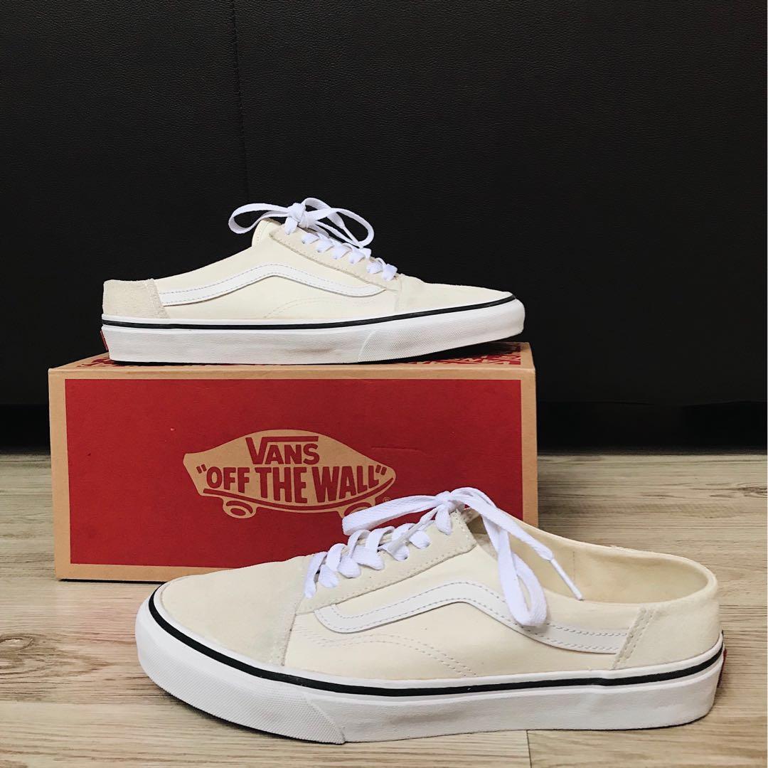 vans old skool mule white red
