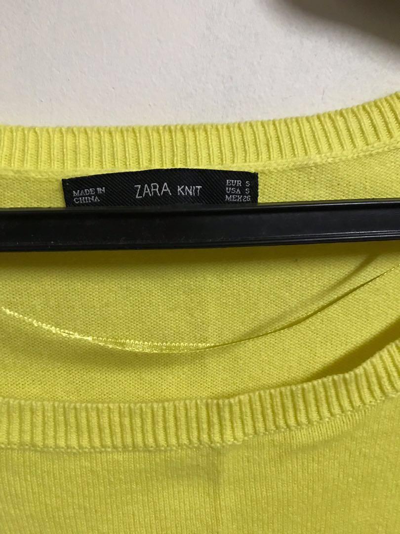 Zara Yellow Knot Sweater (Category: Others Tops) located in Quezon City. Submitted by hansc21 (Listing ID 225995534, Image 3). Description: 🌸 Very nice color 🌸 In good condition 🌸 Fits S-M frames .