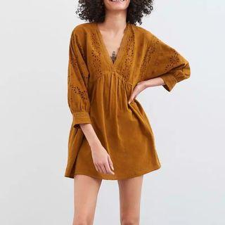 Brown casual embroidered eyelet summer boho jumpsuit romper