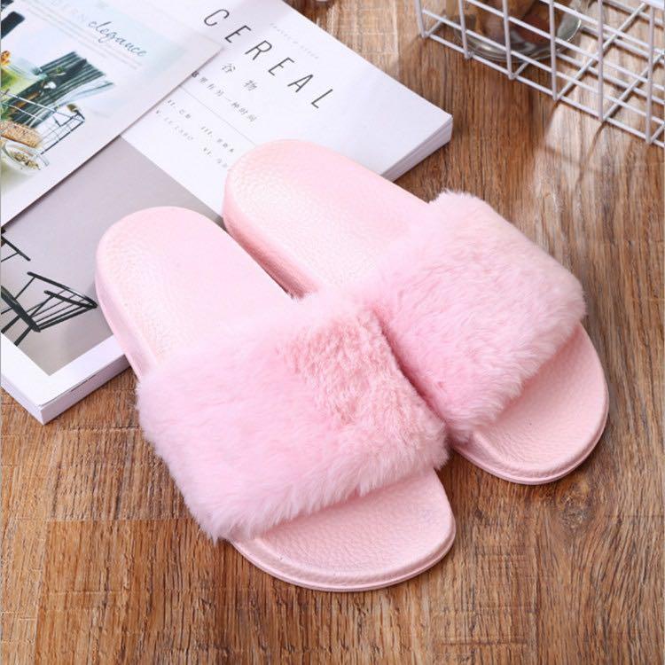 Fuzzy slides pink hotsell