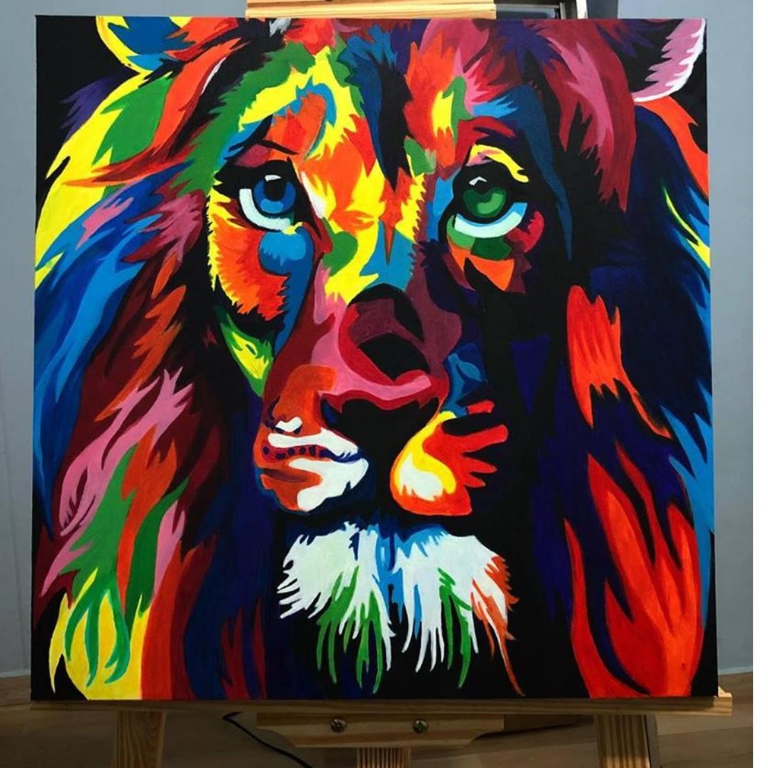 Acrylic Abstract Canvas Painting 50x50 Furniture Home Decor Others On Carousell