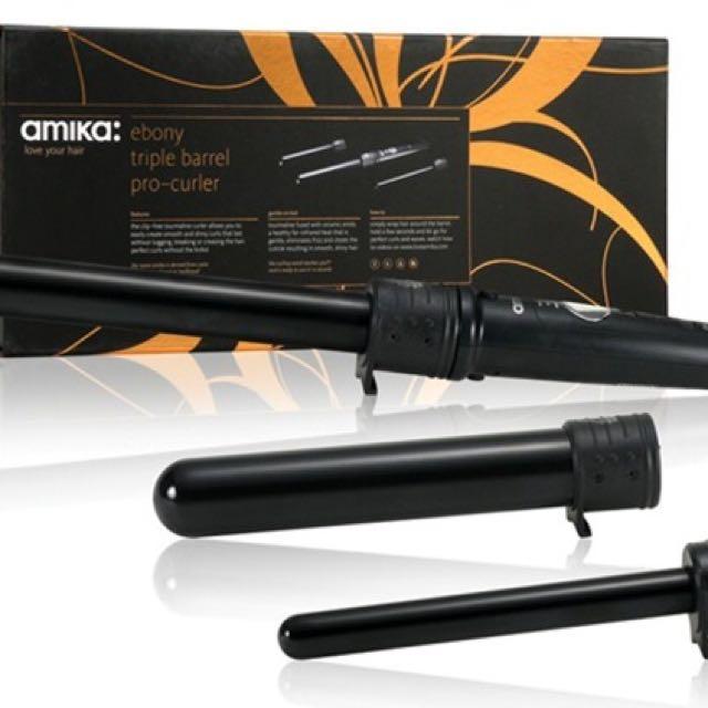 Amika Black Triple barrel Hair Curler Beauty Personal Care Hair on Carousell