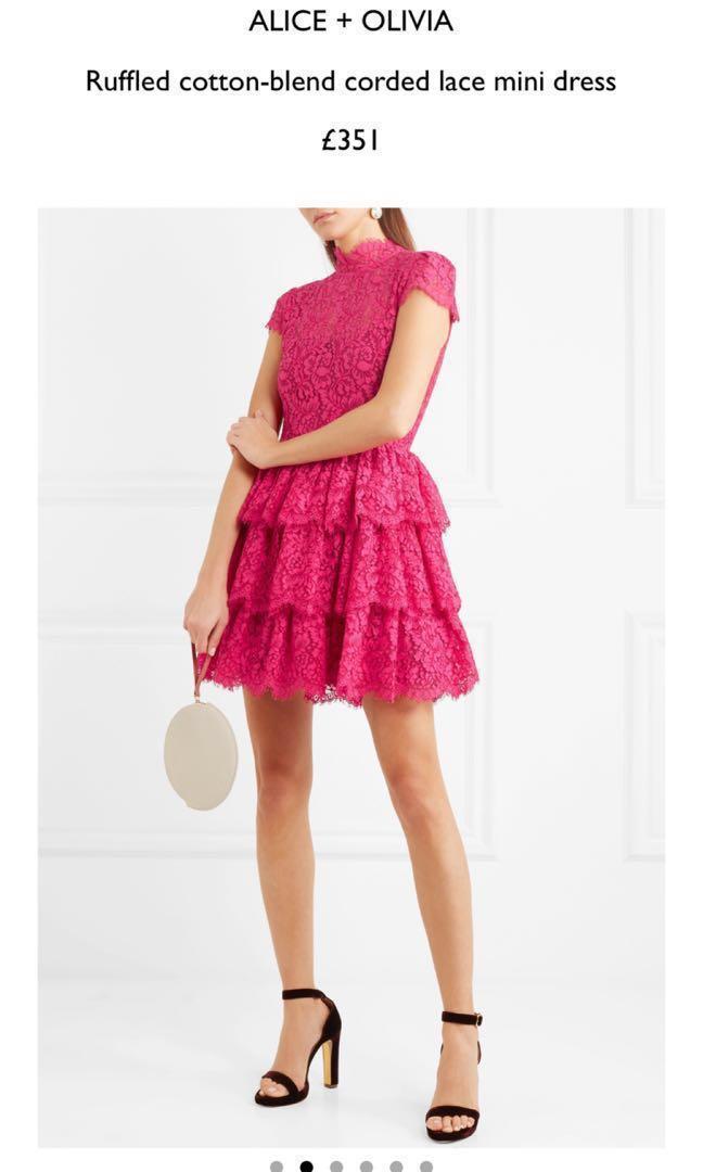 Authentic Alice + Olivia Fushia Pink tiered lace mini dress, Women's  Fashion, Dresses u0026 Sets, Dresses on Carousell