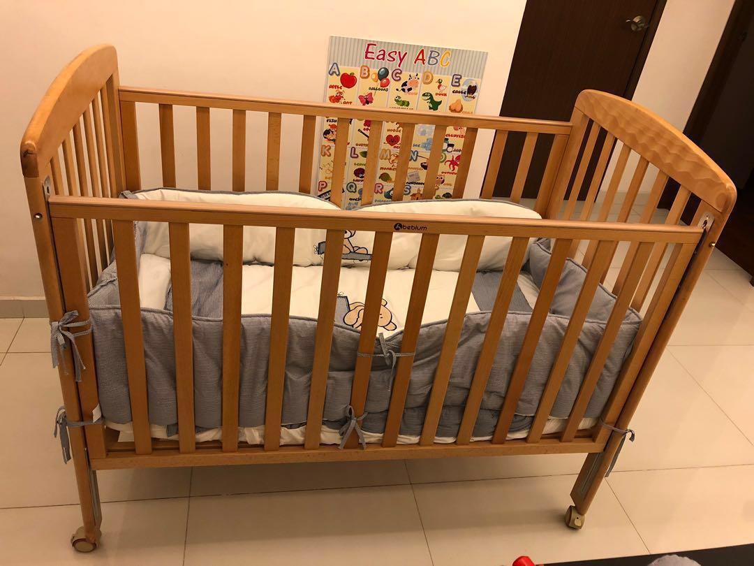 Beblum baby cot set with mattress Babies Kids Baby Nursery Kids Furniture Cots Cribs on Carousell