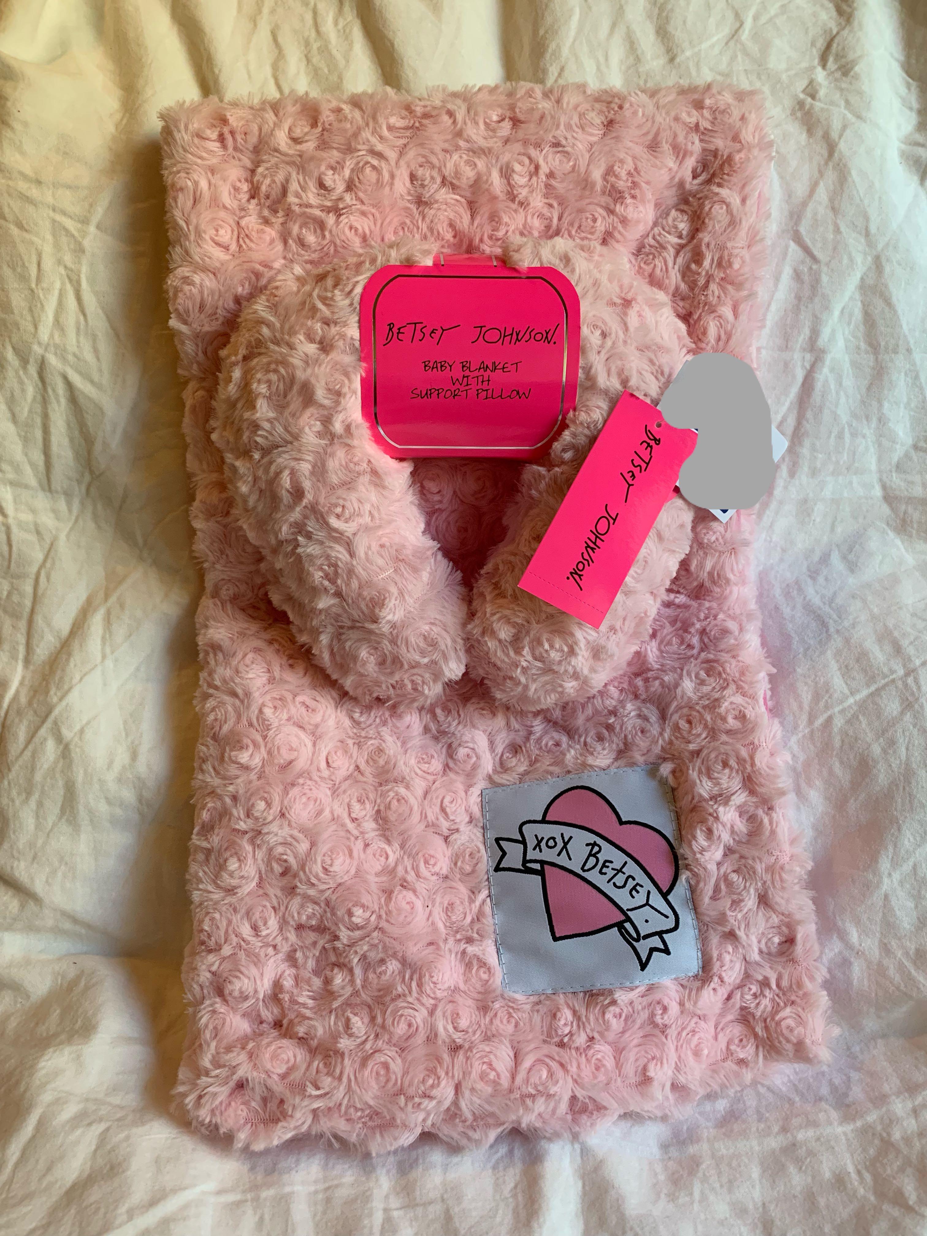 Betsey Johnson 2 Piece Fur Baby Blanket and Pillow Set in Pink Babies Kids Bathing Changing Other Baby Bathing Changing Needs on Carousell