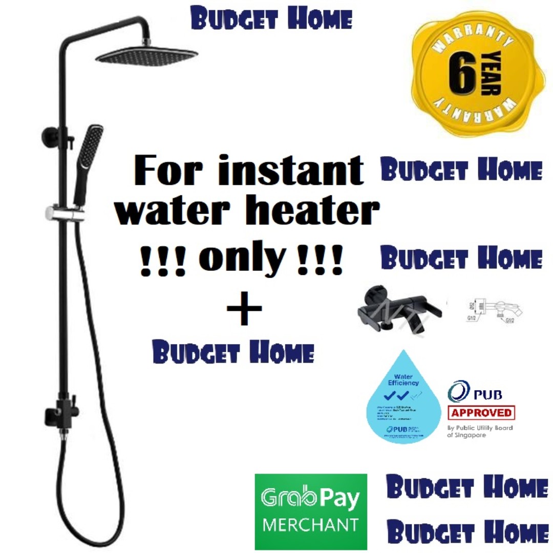 Black rain shower for instant heater with two way tap, Furniture & Home