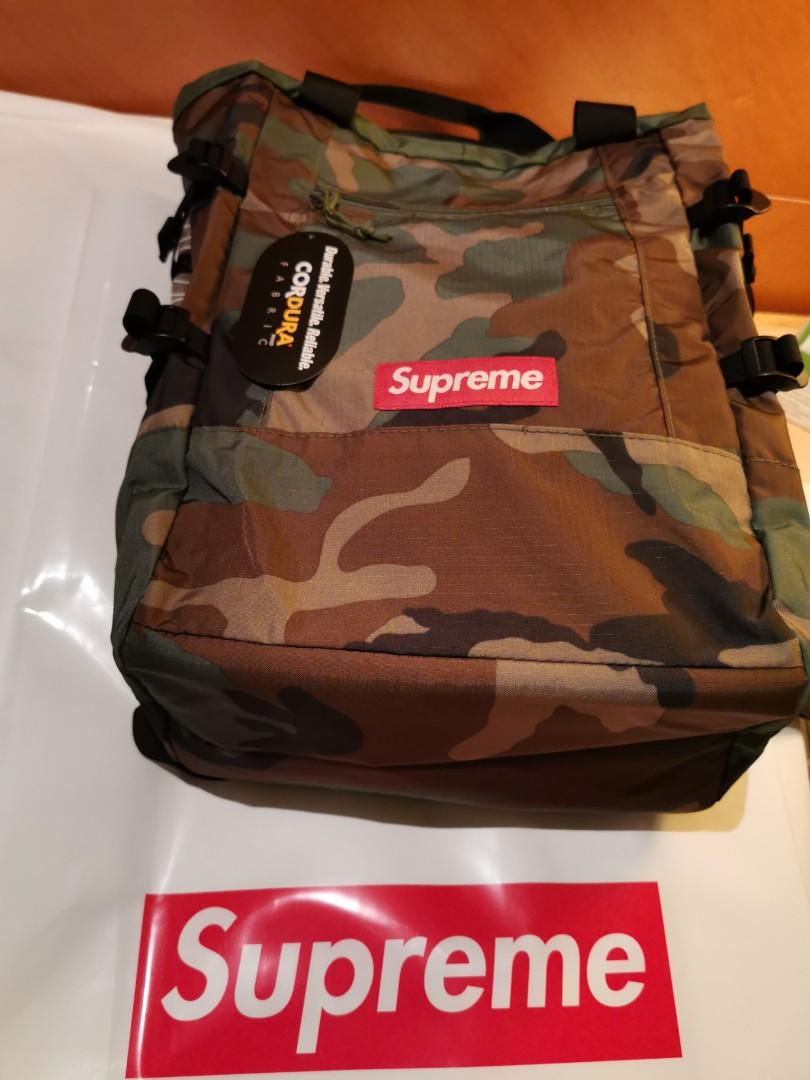 supreme camo tote backpack