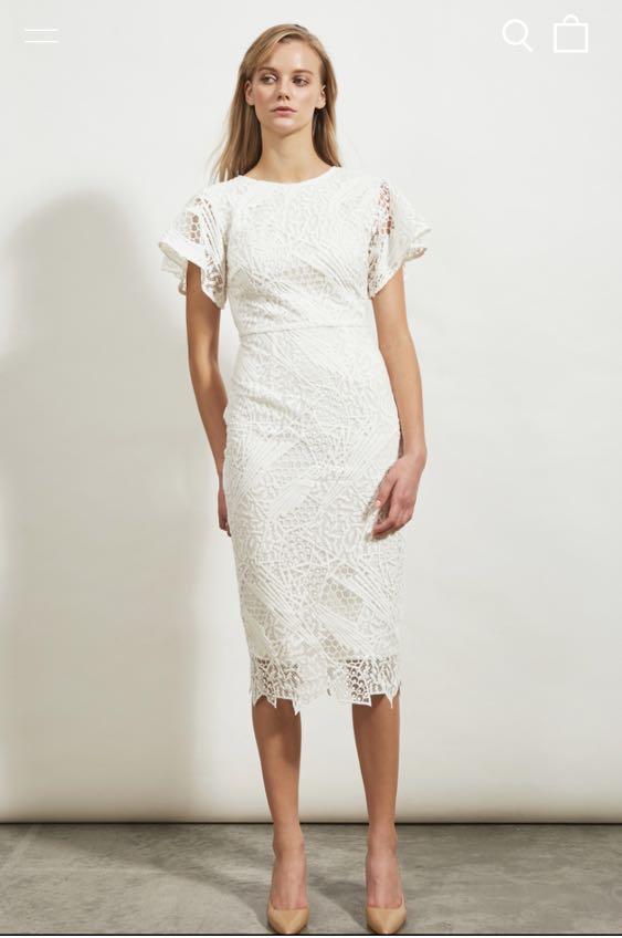 Collate the Label Lace jigsaw dress in white Women s Fashion Tops Sleeveless on Carousell