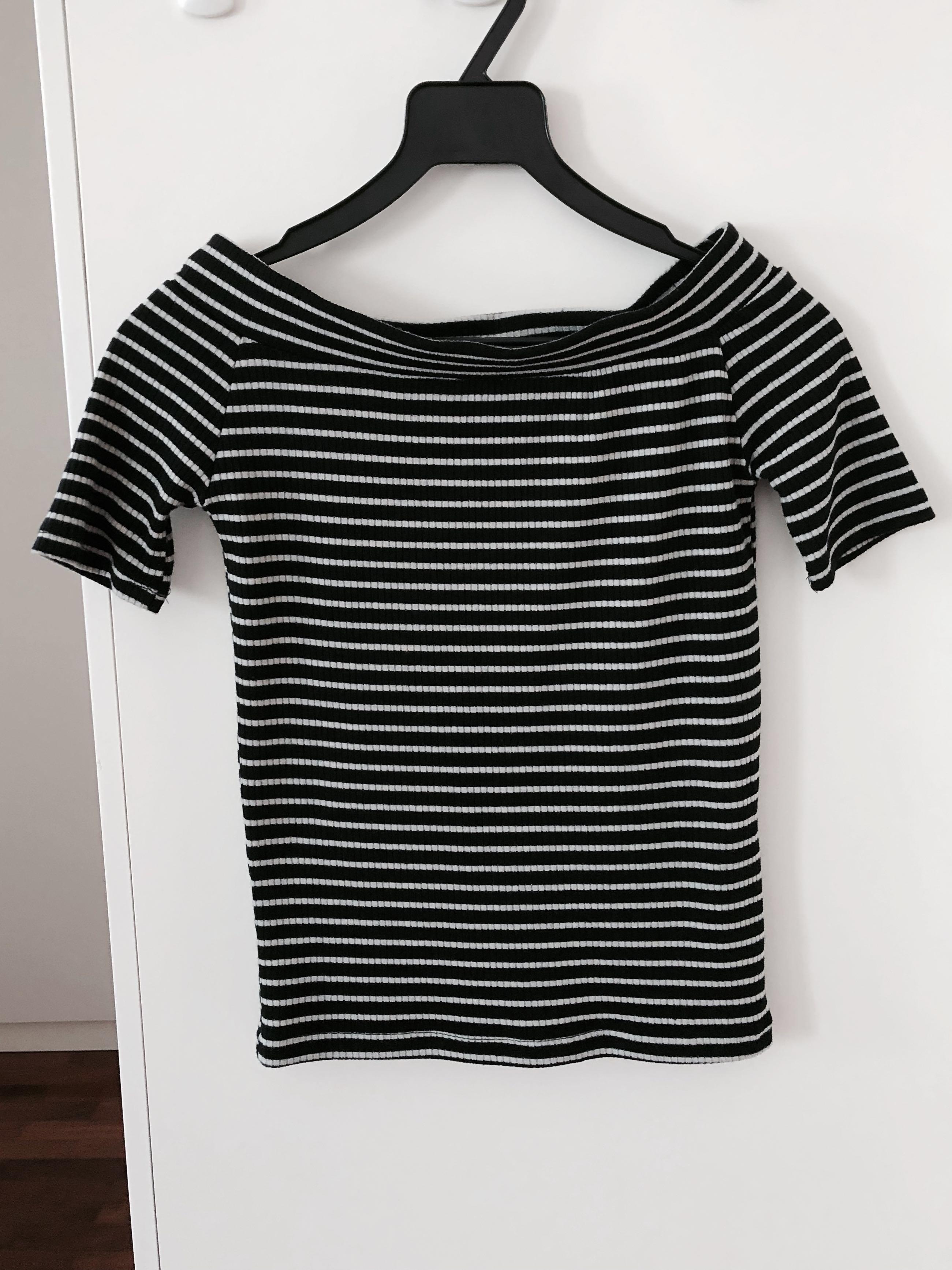 black white striped top