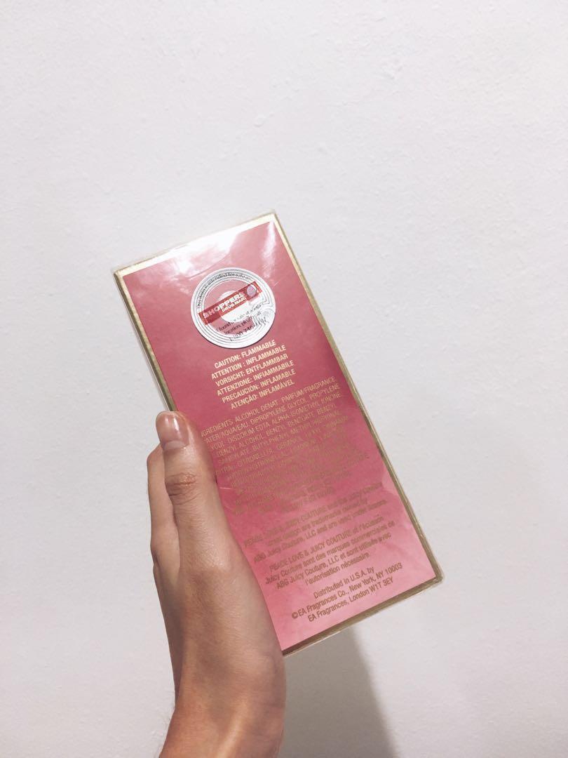 Juicy Couture Original Perfume Spray 100ml (Category: Fragrance & Deodorants) located in Makati City. Submitted by ktltlntn (Listing ID 226135034, Image 2). Description: Original Peace Love & Juicy Couture Perfume Spray • 100ml Original Price: Php 4,088 at Lazada Now Only: P1999 Non-negotiable.