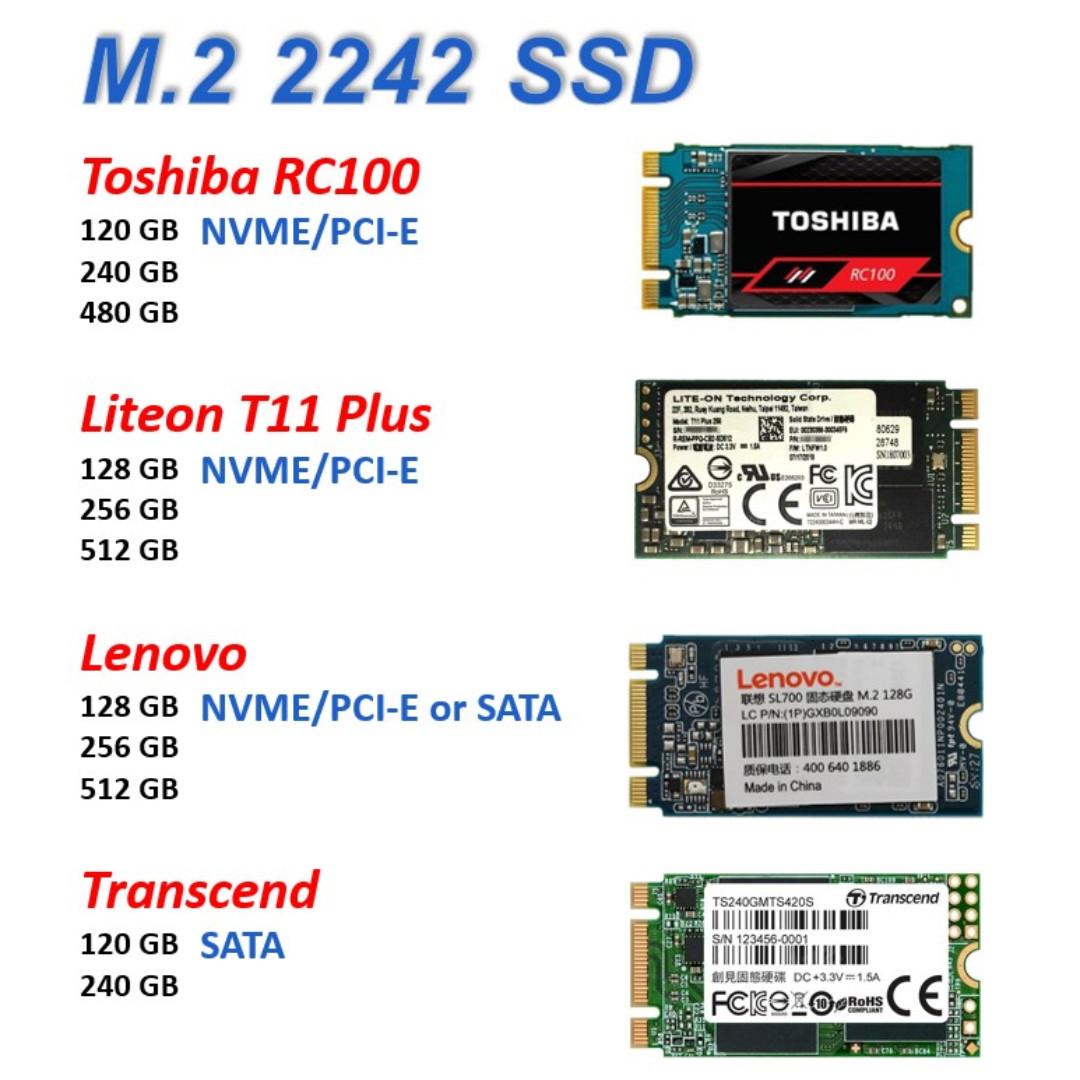 M 2 2242 Ssd Nvme Interface Pci E Sata M2 Toshiba Liteon Lenovo Transcend Electronics Computer Parts Accessories On Carousell