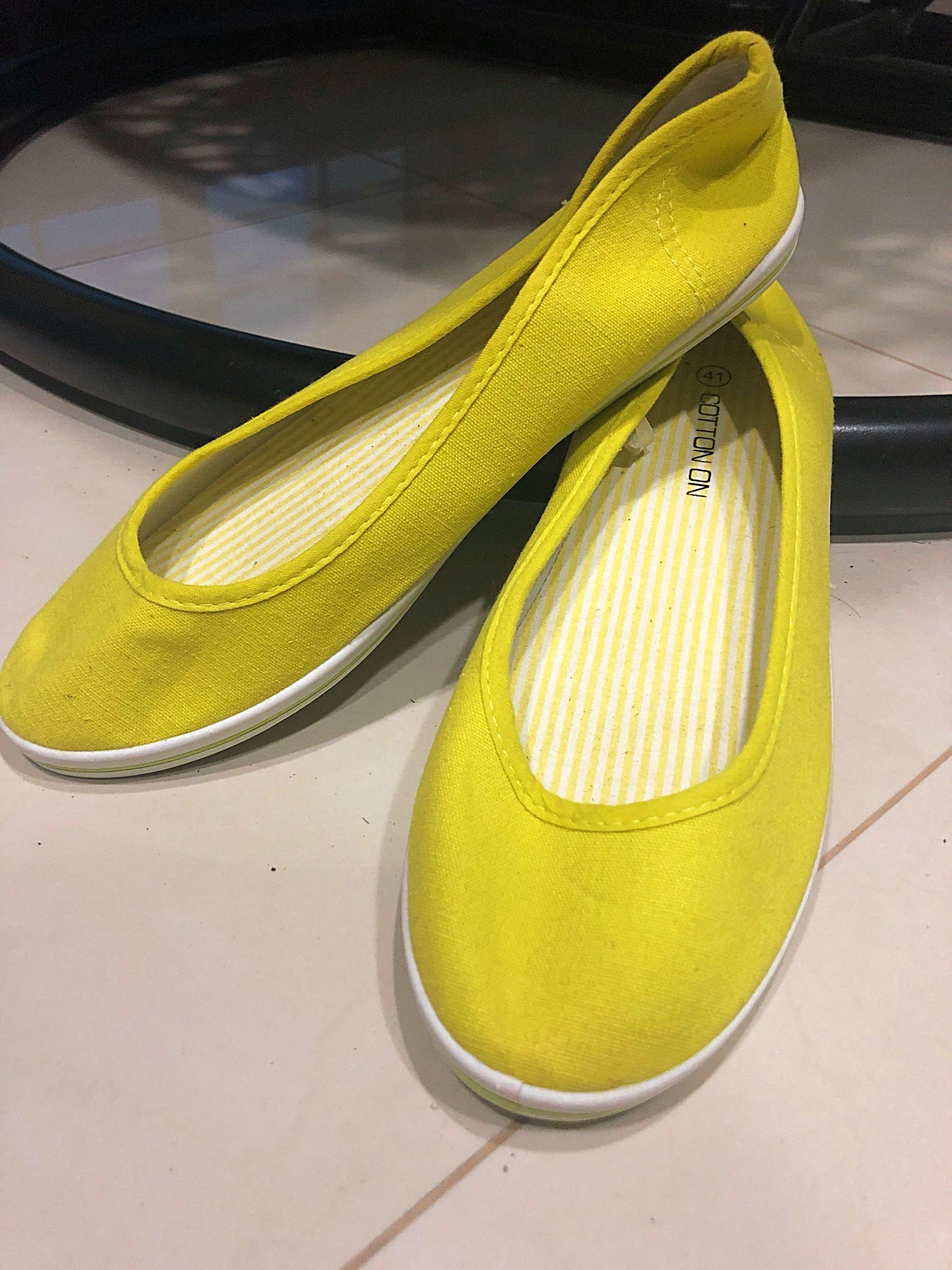 womens yellow flats shoes