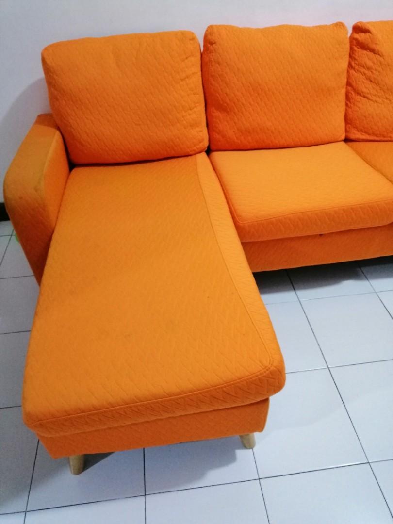 Rush Sale Orange Sofa L Type On Carousell