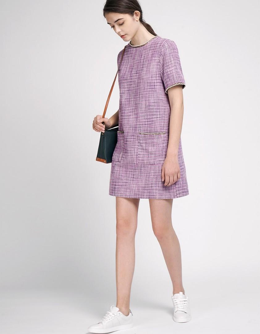 Fringe and pearl hot sale embellished tweed dress
