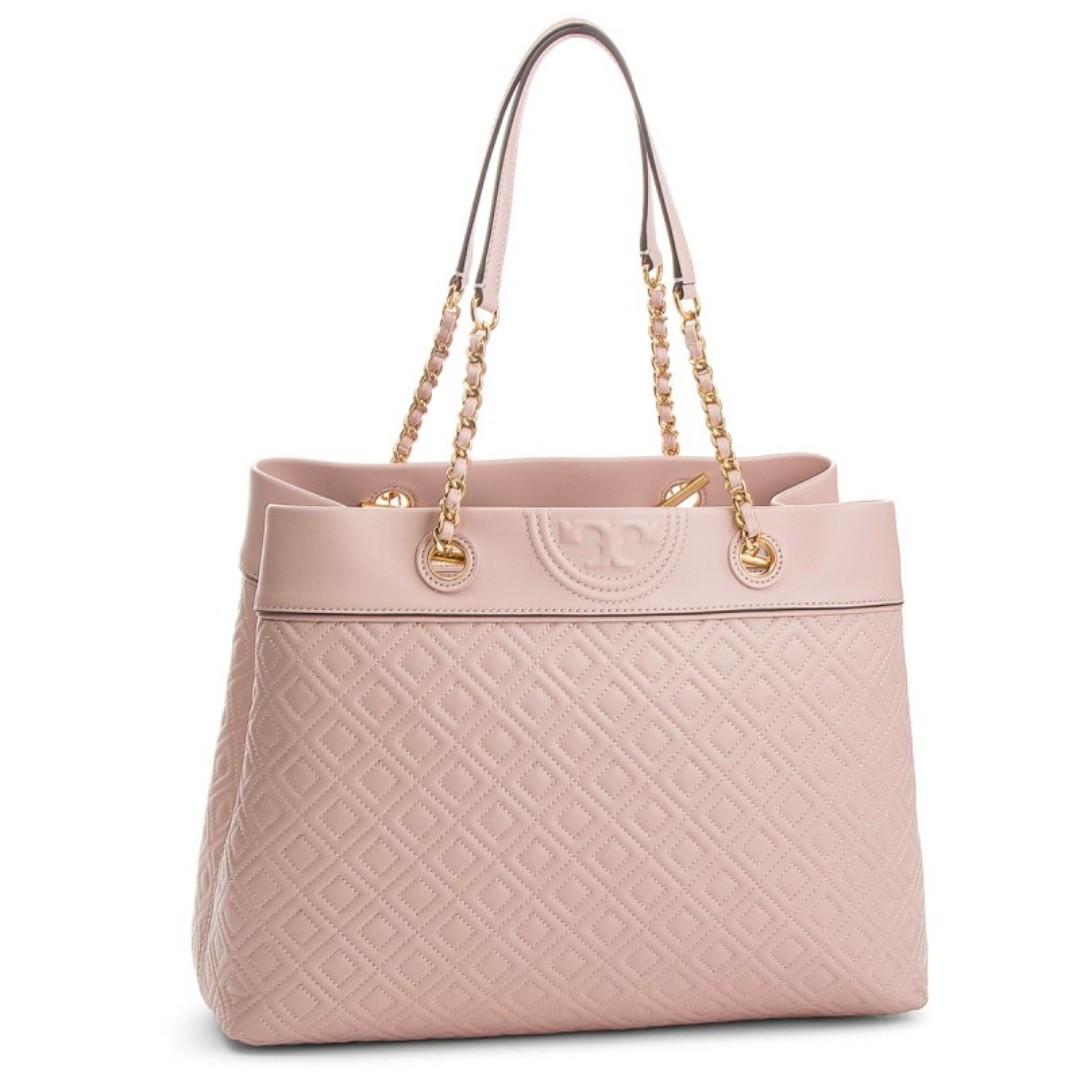 Tory burch fleming tote shell pink sale