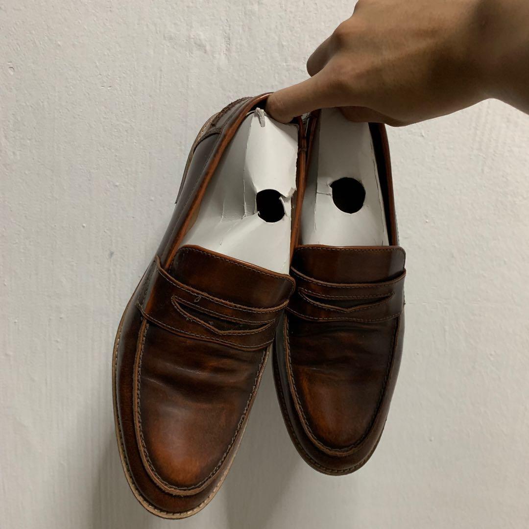 tan wide fit loafers