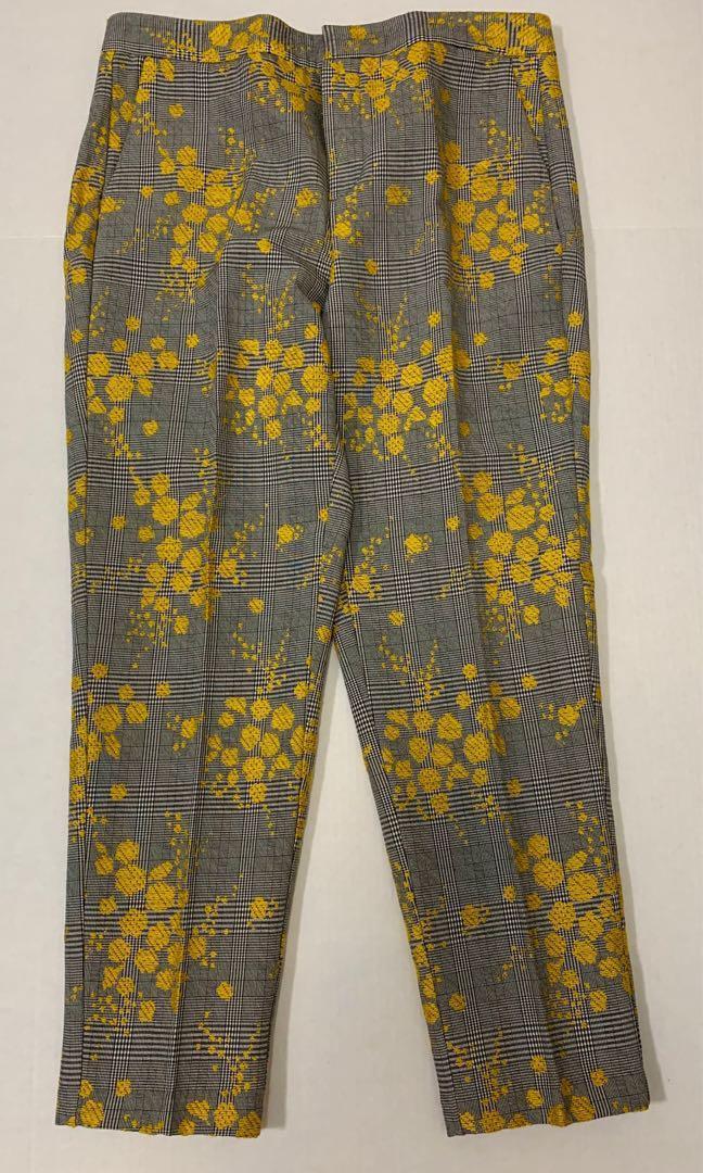 zara yellow plaid pants