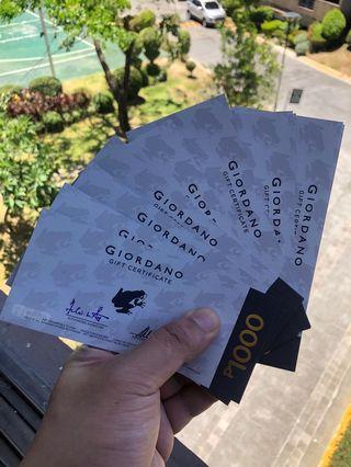 Worth 18K Giordano Gift Certificates for only 12K
