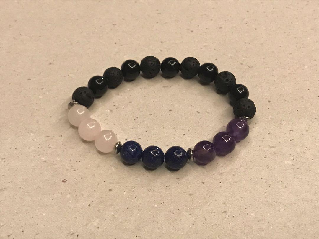 8mm Rose Quartz Lapis Lazuli And Amethyst With Lava Stones Handmade Bracelet Women S Fashion Jewellery Bracelets On Carousell