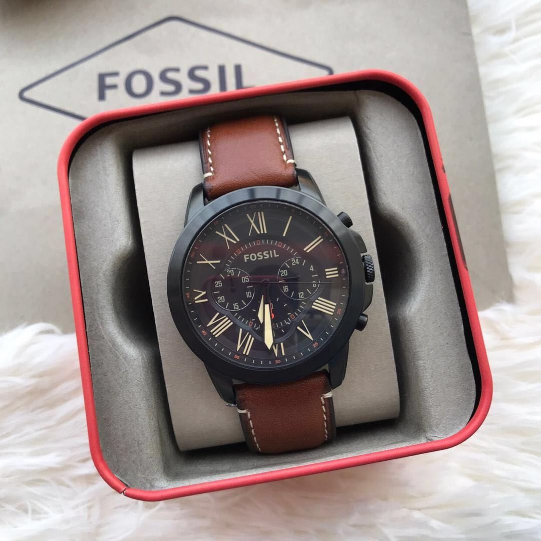 ORIGINAL FOSSIL GRANT CHRONOGRAPH LUGGAGE LEATHER Men s