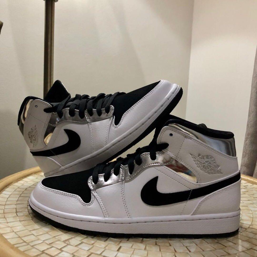 Air jordan 1 online mid white silver