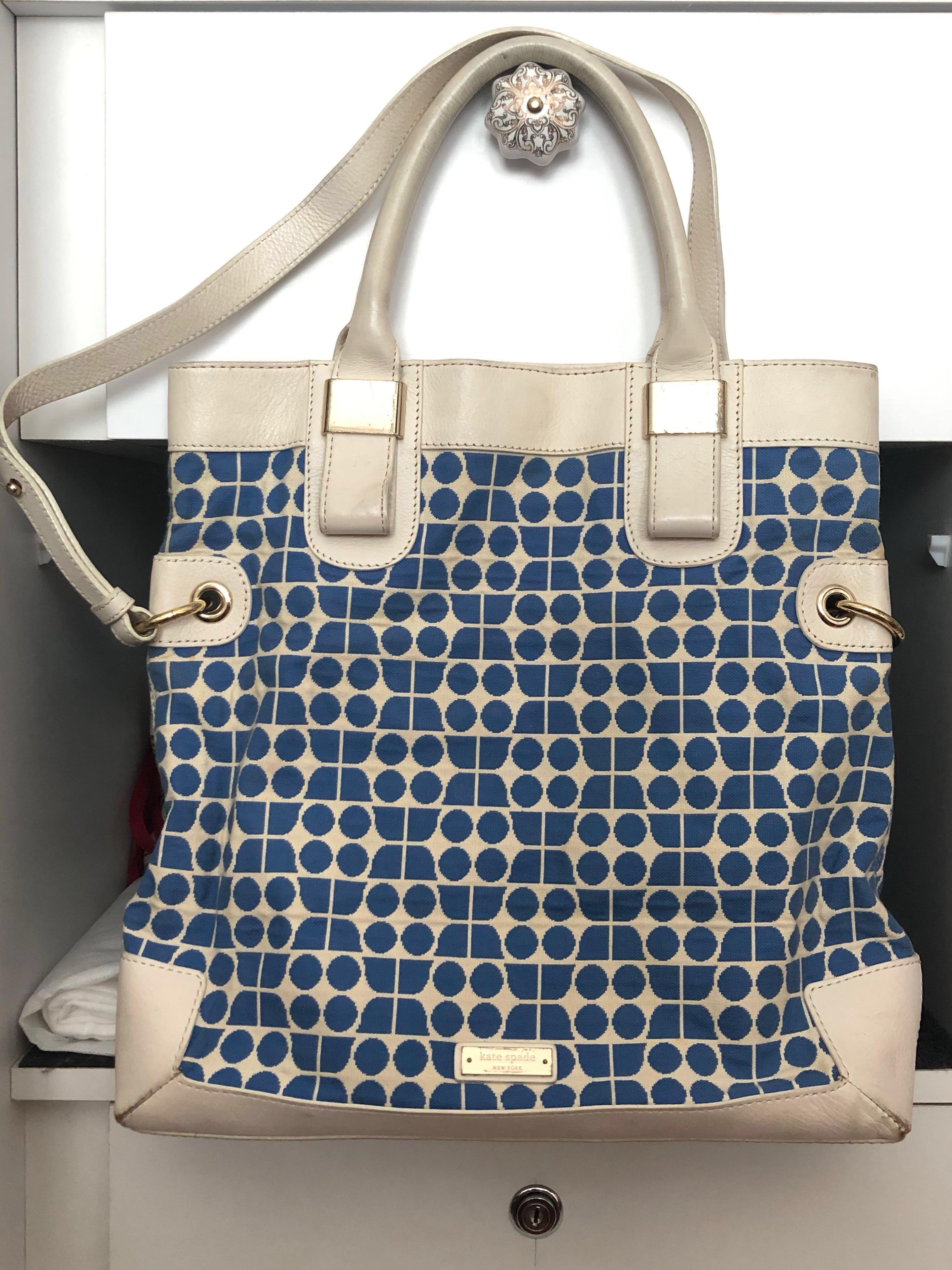 blue and white kate spade bag