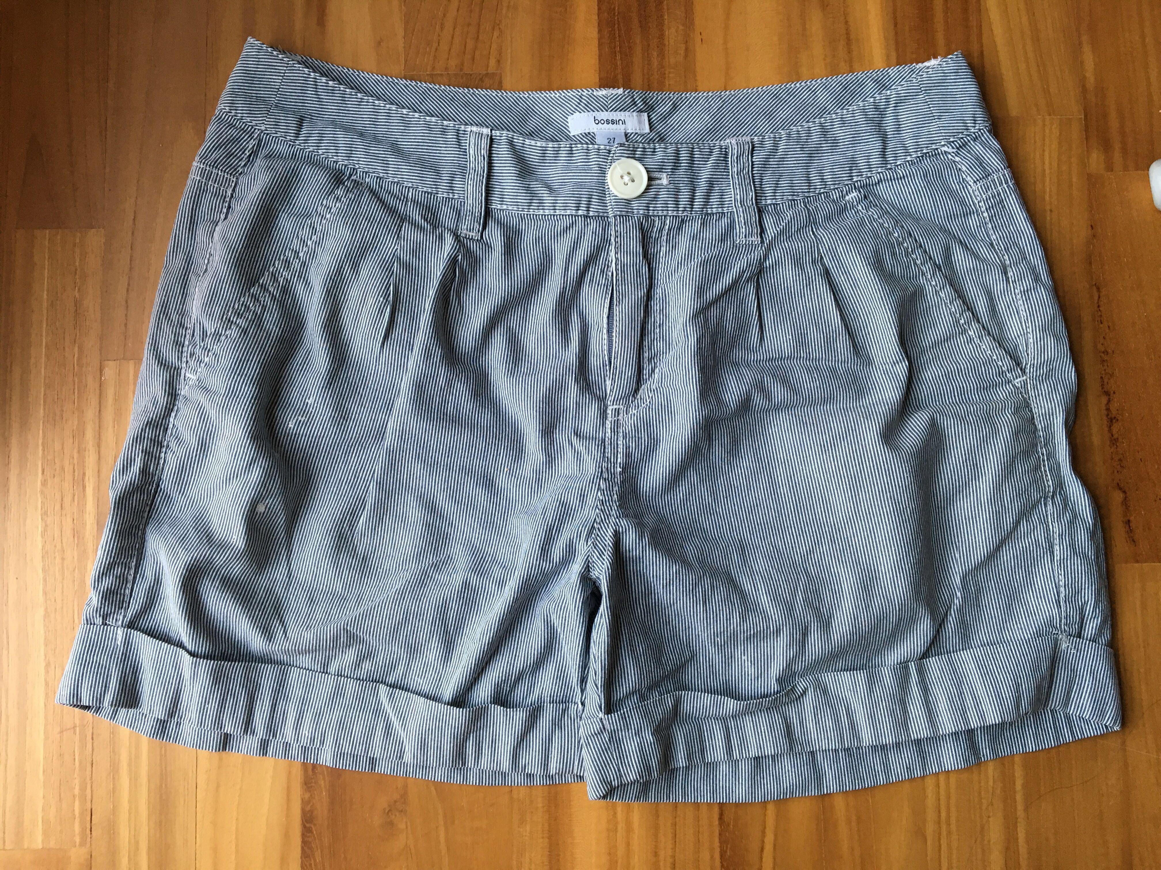 pinstripe denim shorts