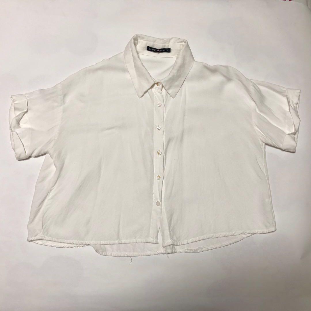 BRANDY MELVILLE WHITE BUTTON UP, Women's Fashion, Tops, Other Tops on  Carousell