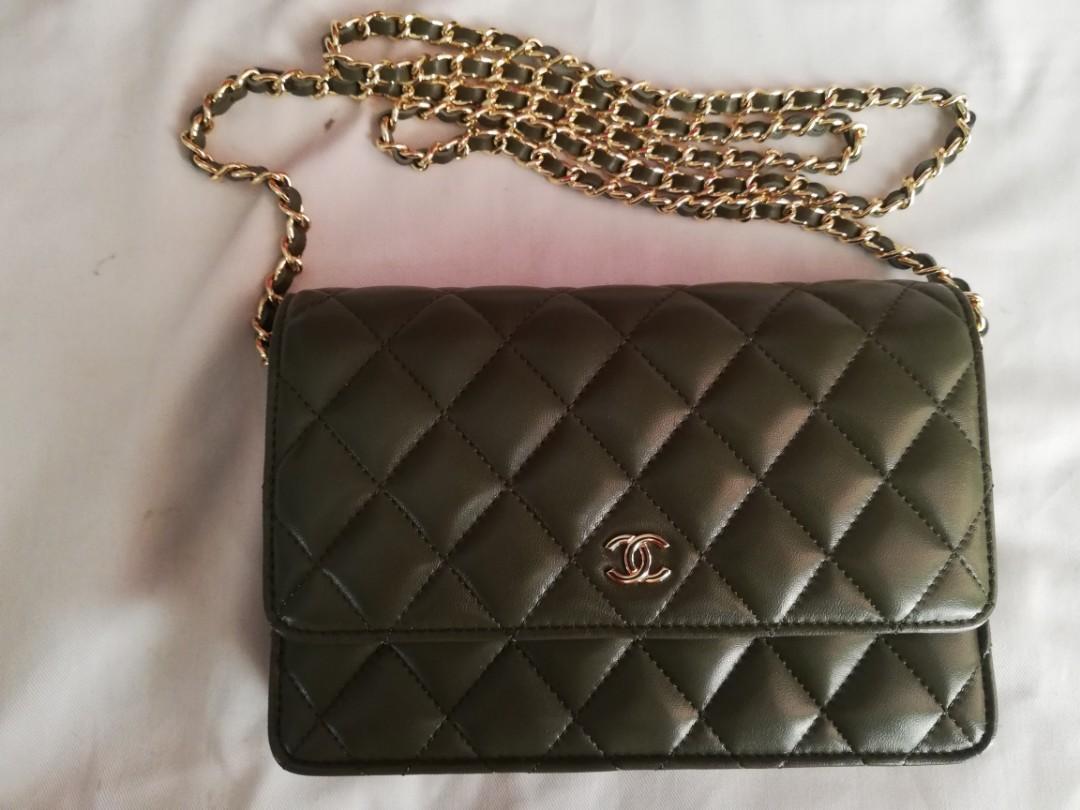 Chanel WOC Wallet on Chain in Olive Green, Luxury, Bags & Wallets on  Carousell