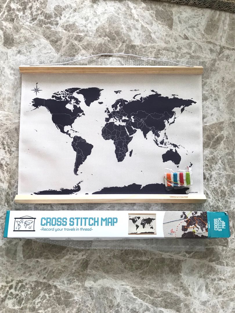 CROSS STITCH MAP OF THE WORLD, Hobbies & Toys, Stationery & Craft, Art